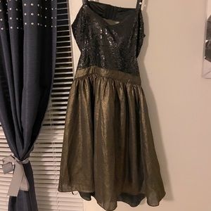 Black and Gold Open Back Dress